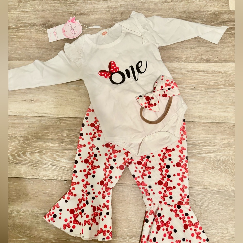 Adorable 3 piece Outfit with Red and Black Accents 3T